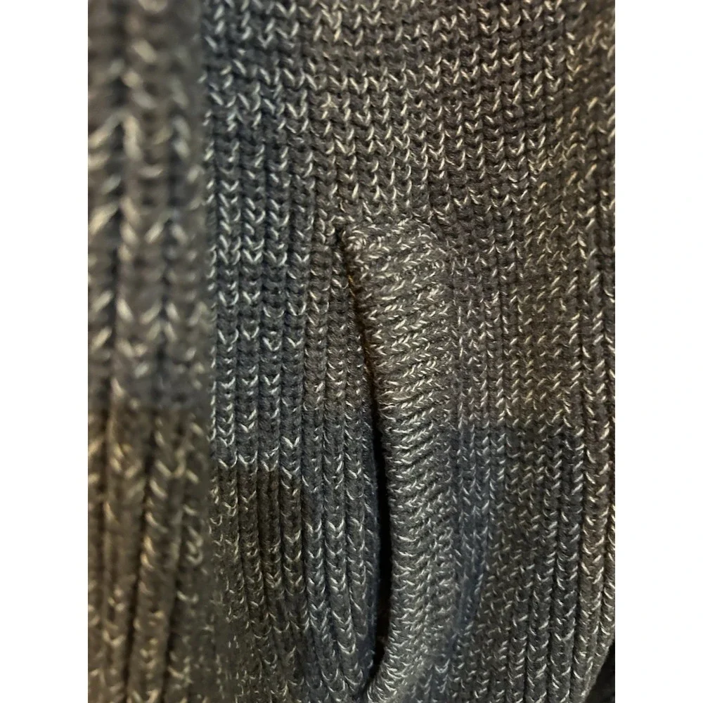 LL Bean Cardigan Mens Large Blue Cotton Full Zip Heavyweight Sweater Preppy